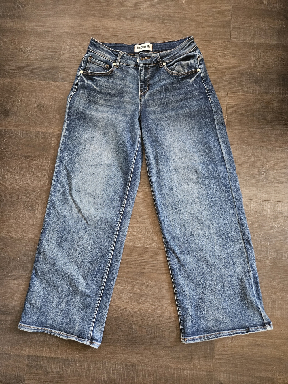 Disclosure Mid-Rise Wide Leg Cropped Jeans Size 9 / 29 Stretch Denim